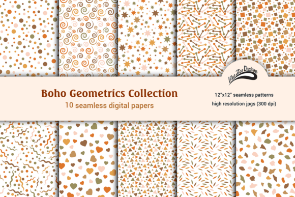 Boho Confetti Digital Paper Bundle Pack – 10 Seamless Autumn-Inspired Designs