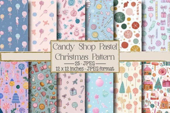 Candy Shop Pastel Christmas Pattern – A Delightful Blend of Festivity and Modern Design