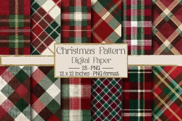 Christmas Pattern for Gift Card – 25 Unique PNG Designs