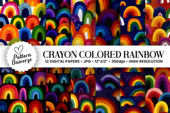 Crayon Colored Rainbow Digital Paper: A Vibrant Resource for Creative Projects