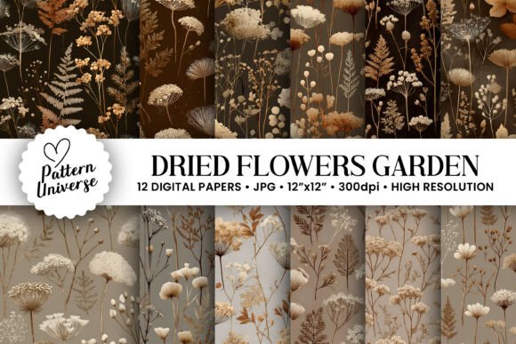 Dried Flowers Garden Digital Paper: A Versatile Resource for Creative Projects