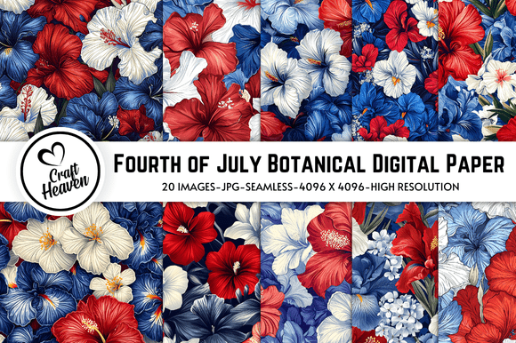 Fourth of July Botanical Digital Paper: A Versatile Resource for Creative Projects