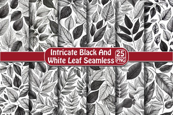 Intricate Black and White Leaf Seamless for Modern Design