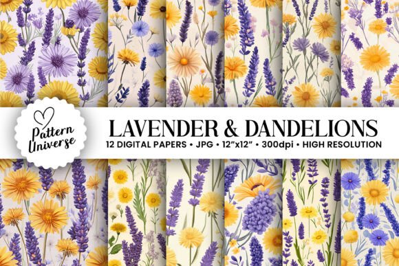 Lavender and Dandelions Digital Papers: A Versatile Resource for Creative Workflows