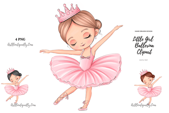 Little Ballerina Girl Clipart Set for Elegant Design Projects