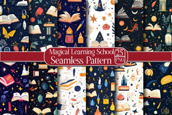 Magical Learning School Seamless Pattern: A Versatile Design for Creative Projects