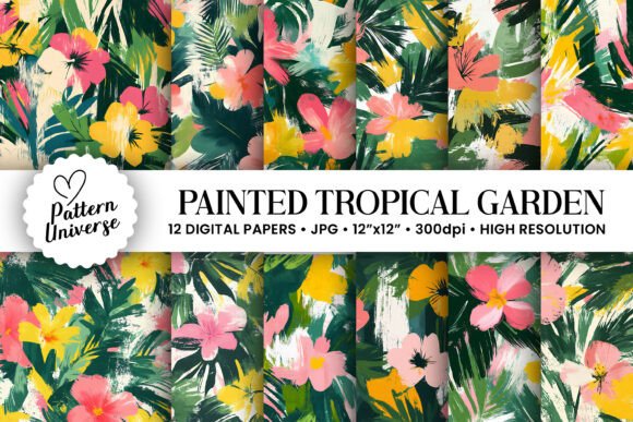 Painted Tropical Garden Seamless Pattern: A Versatile Digital Asset for Creative Projects