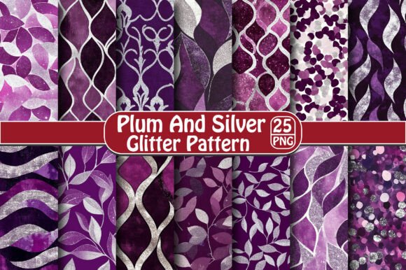 Plum and Silver Glitter Pattern – A Timeless Design for Modern Creativity
