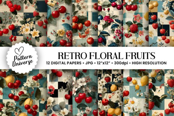 Retro Floral Fruits Plaid Pattern: A Timeless Design for Modern Creations