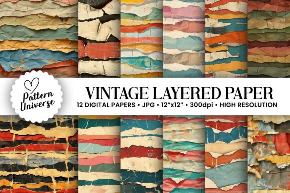 Vintage Layered Torn Paper Backgrounds for Creative Projects